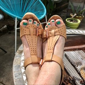 SAM EDELMAN perforated leather wedge sandals 7 1/2